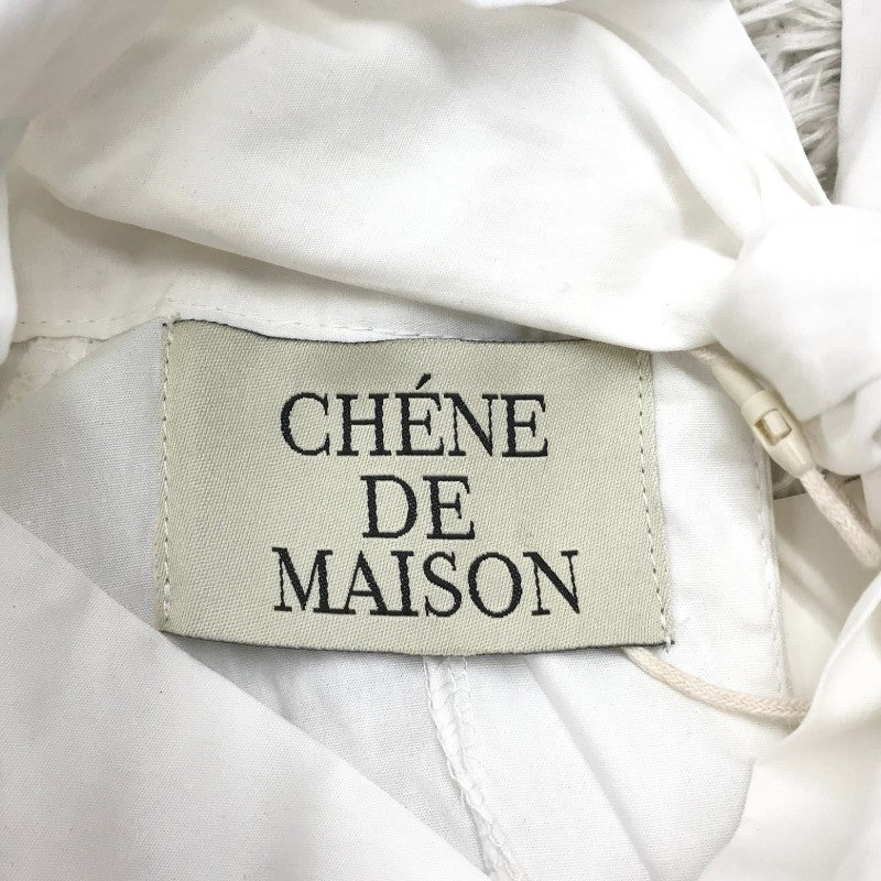 【30209】 新古品 CHENE DE MAISON シェヌデメゾン トップス ホワイト サイズS相当 無地 シンプル 清涼感 明るい ボウタイ レディース