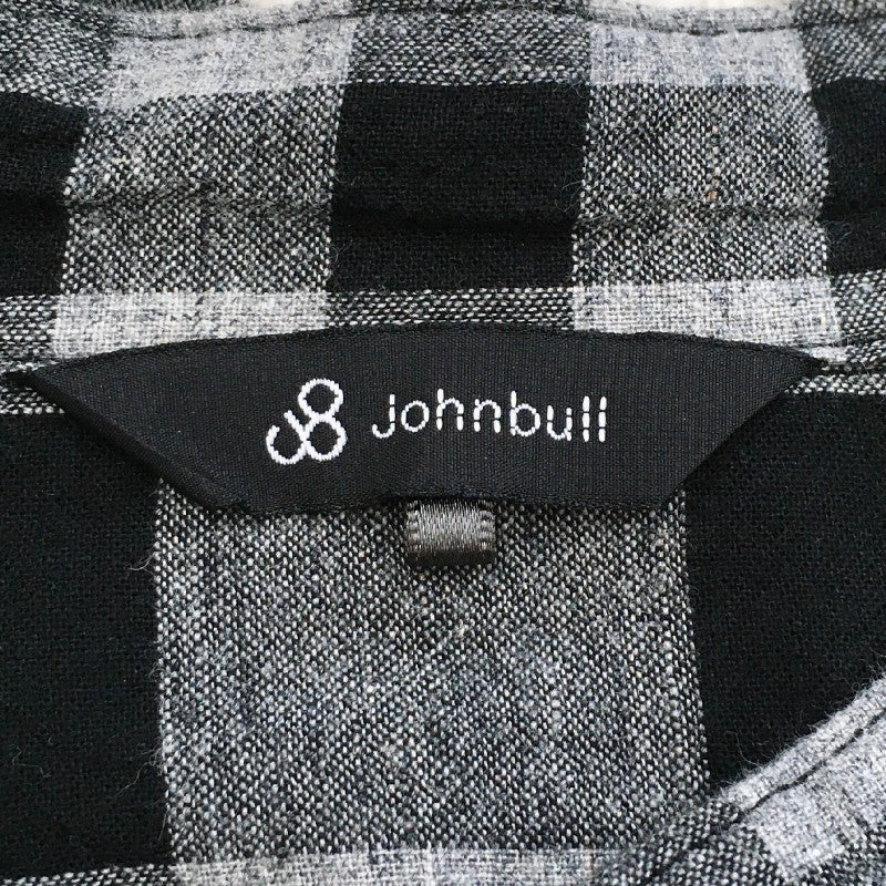 【31429】 JONNBULL ジョンブル 長袖シャツ サイズM ブラック チェック柄 シンプル モノトーン おしゃれ かっこいい シック メンズ