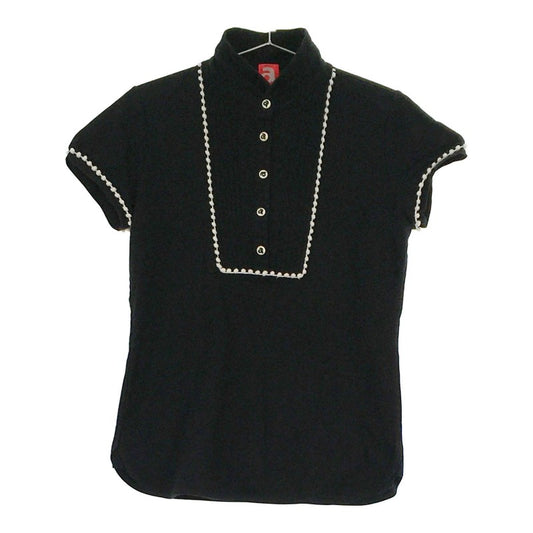 【31496】 BIKI JAPAN ビギジャパン ポロシャツ カットソー サイズ38 / 約M ブラック おしゃれボタン デザイン かわいい レディース