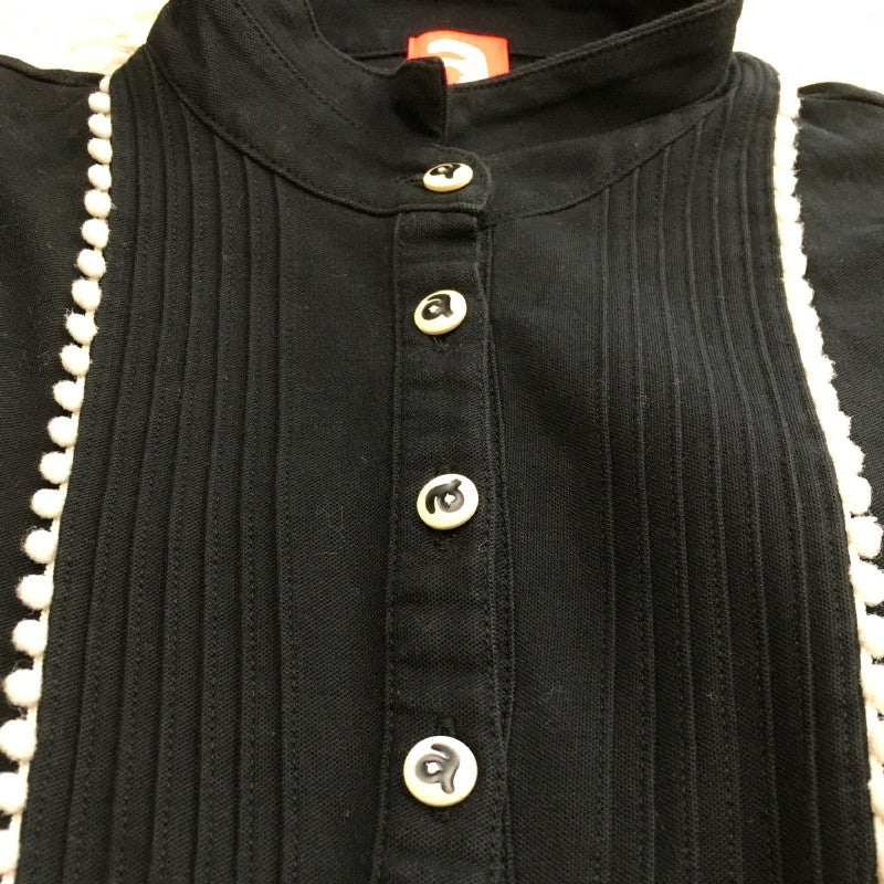 【31496】 BIKI JAPAN ビギジャパン ポロシャツ カットソー サイズ38 / 約M ブラック おしゃれボタン デザイン かわいい レディース