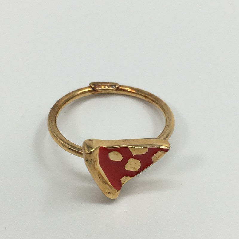 【31566】 新古品 DIESEL ディーゼル ゴールド ペアリング 可愛い オシャレ ロゴ 袋付き ピザとフォークのリング レディース
