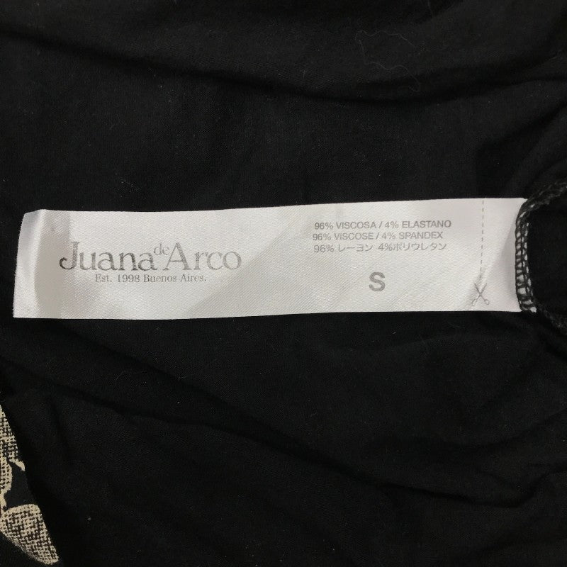 【31648】 Juana de Arco ホォアナデアルコ 半袖シャツ サイズS ブラック ツタ柄 オシャレ フレンチスリーブ ヨガウェア レディース