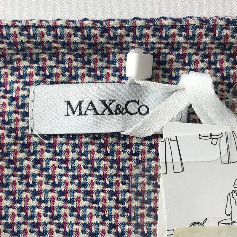 【31848】 新古品 MAX&Co マックスアンドコー ひざ丈スカート サイズ48 / 約XXL ネイビー ヘリンボーン 大きめ スナップボタン レディース