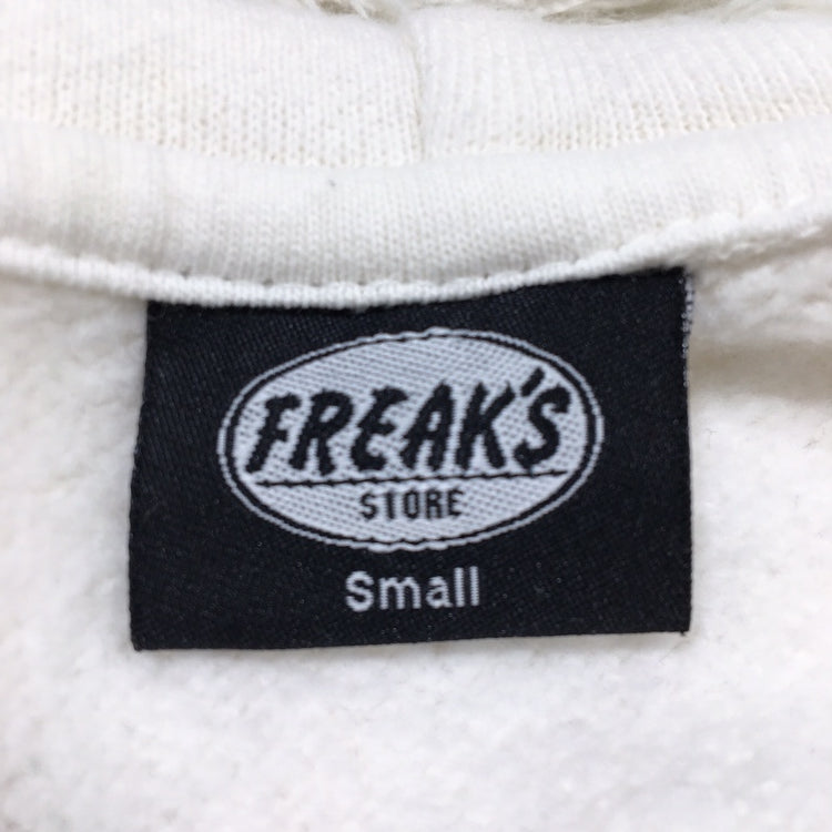 【27147】 FREAK'S STORE フリークスストア パーカー フーディー サイズS ホワイト コットン100% 英語 絵柄 カジュアル 着心地抜群 メンズ