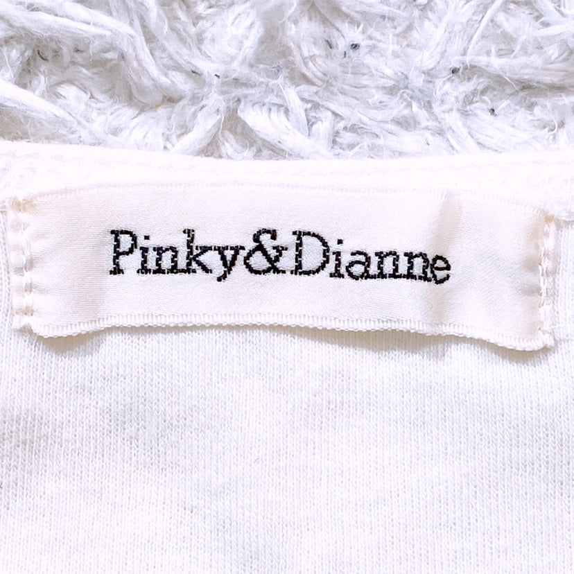 【25842】 Pinky&Dianne ピンキーアンドダイアン ノースリーブシャツ サイズ38 / 約M ホワイト 訳あり品 ラメ入り 英字プリント レディース