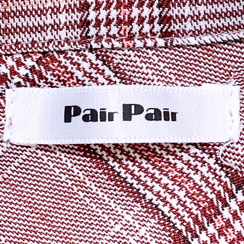 【26446】 Pair Pair ペアペア 長袖シャツ サイズF グレー チェック柄 ボリューム袖 可愛い ゆったり ビッグシルエット レディース