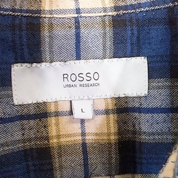 【28177】 ROSSO ロッソ 長袖シャツ サイズL ネイビー カジュアルシャツ ネルシャツ オーバーサイズ ボタンダウン チェック柄 メンズ