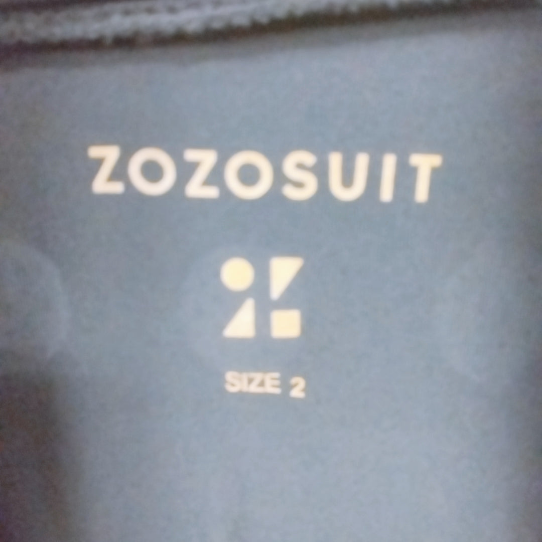【25445】 zozosuit ゾゾスーツ セットアップ サイズ2 / 約M ブラック ドット柄 ウエストゴム ハイネック 袖穴 かかと穴 レディース