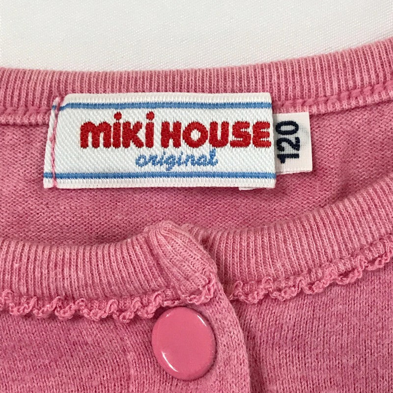 【00037】 MIKI HOUSE ミキハウス 長袖Tシャツ ロンT カットソー サイズ120cm ピンク 羽織り ワッペン フリル 女の子 可愛い キッズ