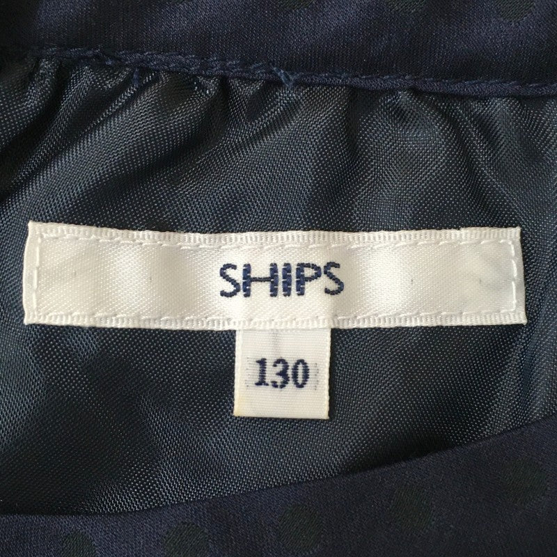 【00440】 SHIPS シップス ワンピース サイズ130cm ネイビー シャーリング ドット柄 フォーマル 入学式 発表会 オシャレ 女の子 キッズ