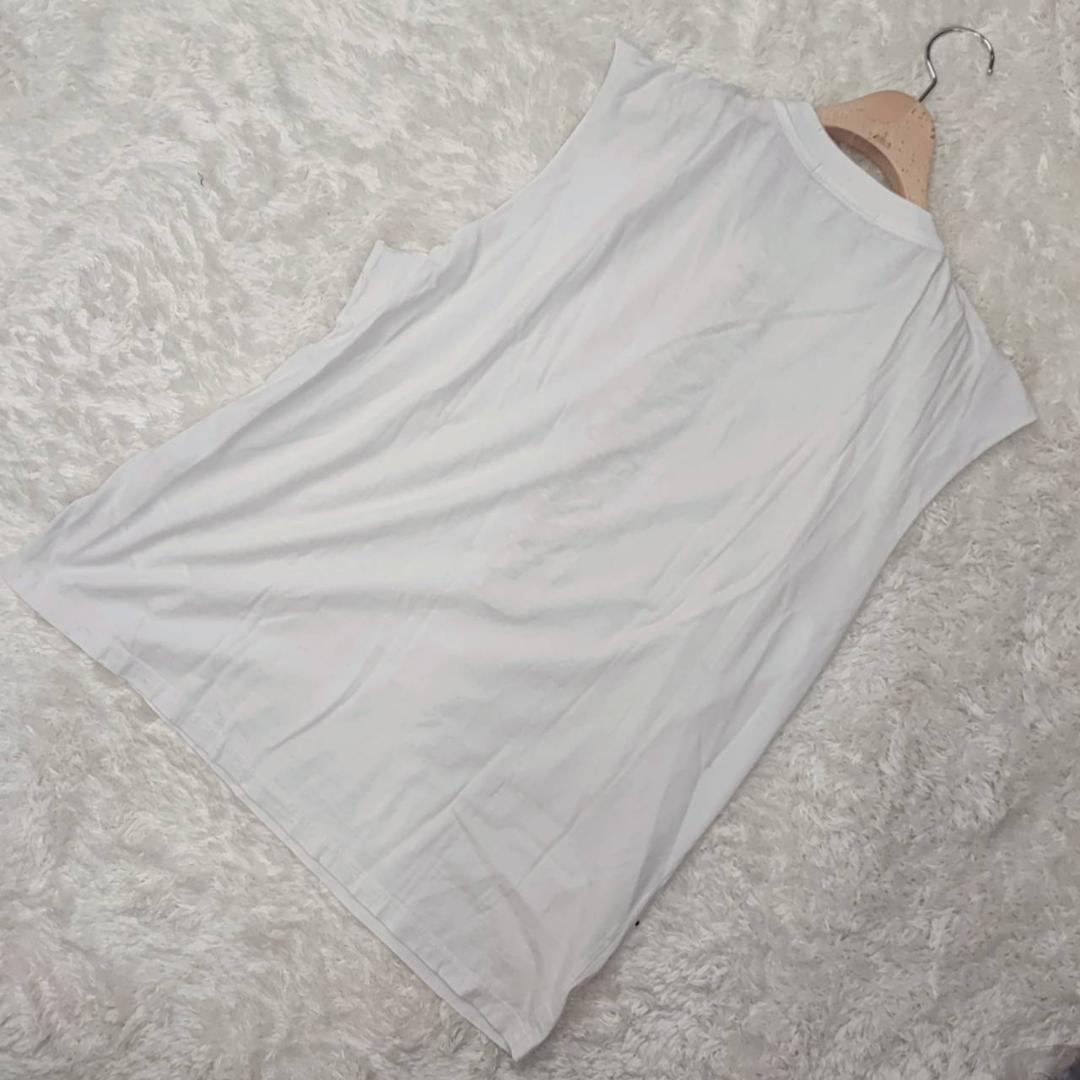 【01086】 REPLAY リプレイ トップス ホワイト 袖なし 韓国ファッション M ノースリーブ 紐加工 白 刺繍 デザイン タンクトップ