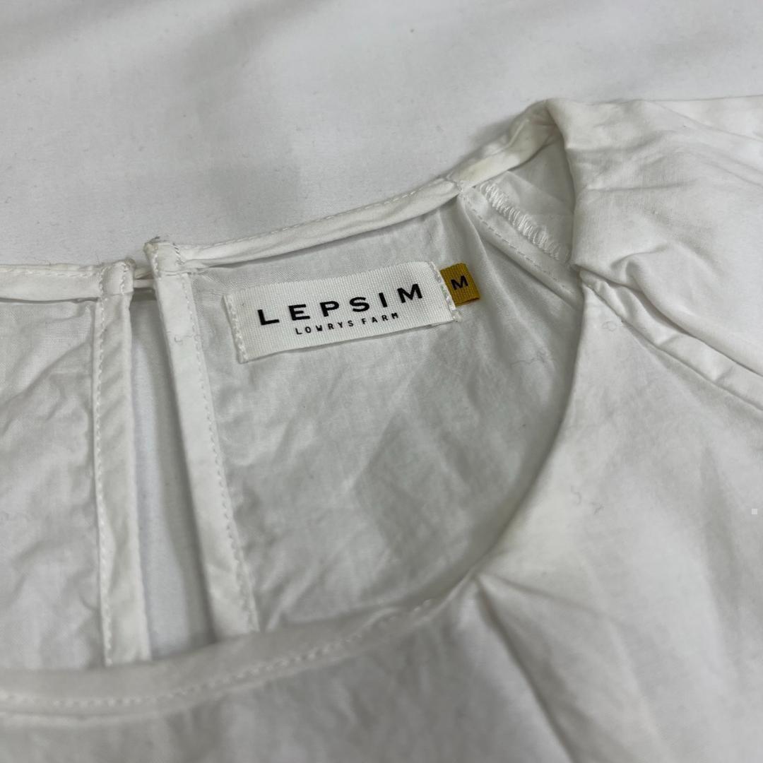 【01208】LEPSIM レプシィム トップス M 白 ホワイト チュニック きれい 半袖 シンプル カジュアル 無地 Uネック