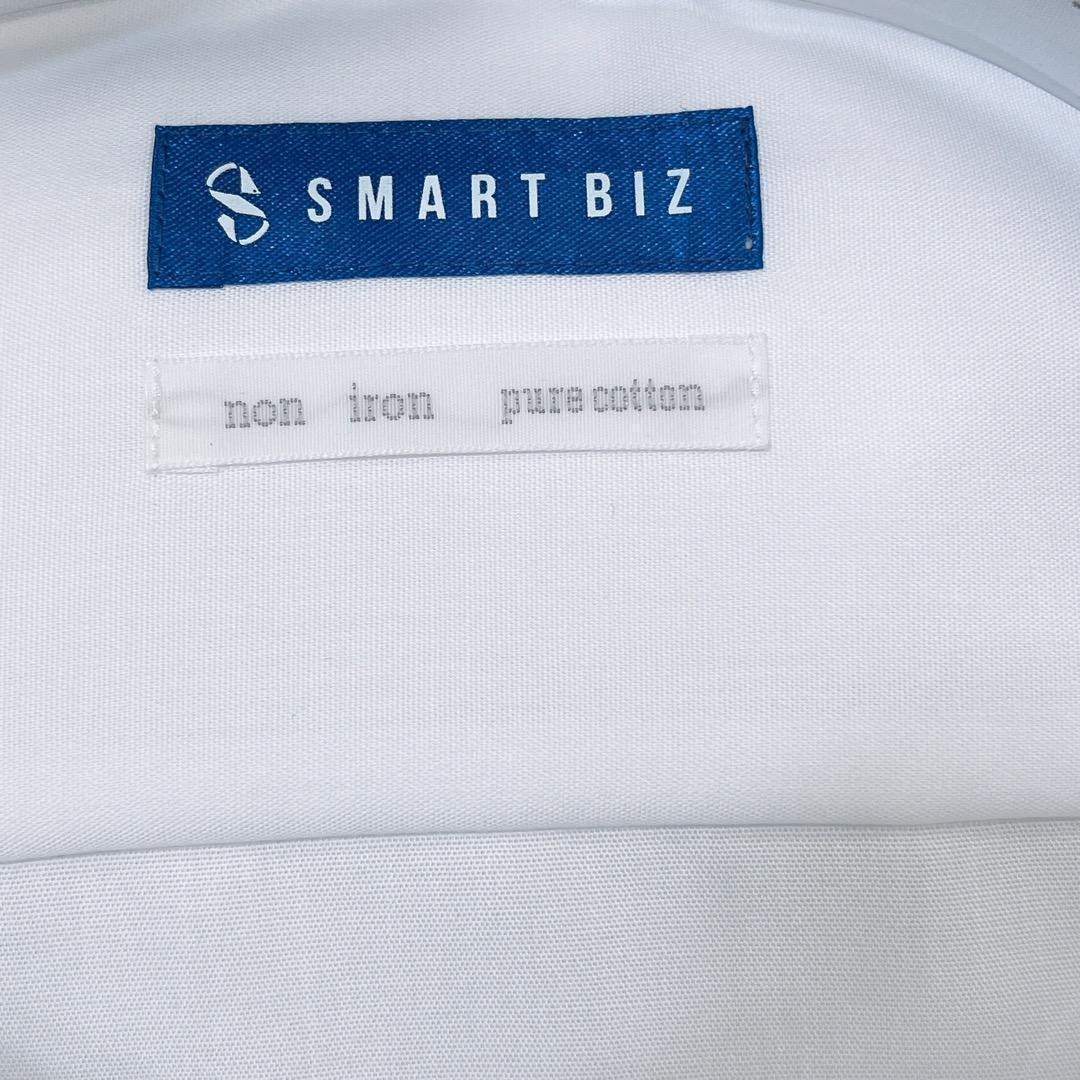 【01820】 SMART BIZ スマート ビズ シャツ ネクタイ 無地 ホワイト ネイビー 長袖 新古品 未使用 仕事 サラリーマン ポケット
