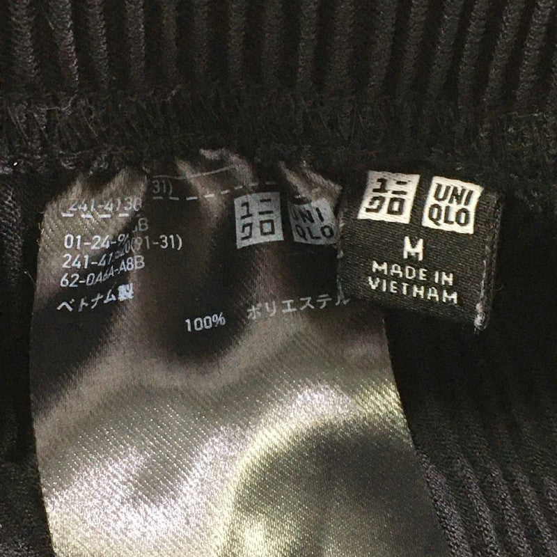 【01876】 UNIQLO ユニクロ ワイドパンツ サイズM ブラック カジュアル 無地 ブリーツパンツ 人気 ゆるダボ 裾切りっぱなし レディース