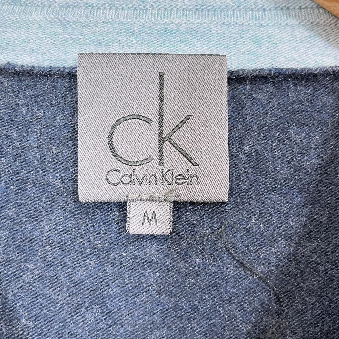 メンズM CalvinKlein セーター ネイビー 紺 長袖 Vネック 無地 シンプル かっこいい カルバンクライン 【02020】