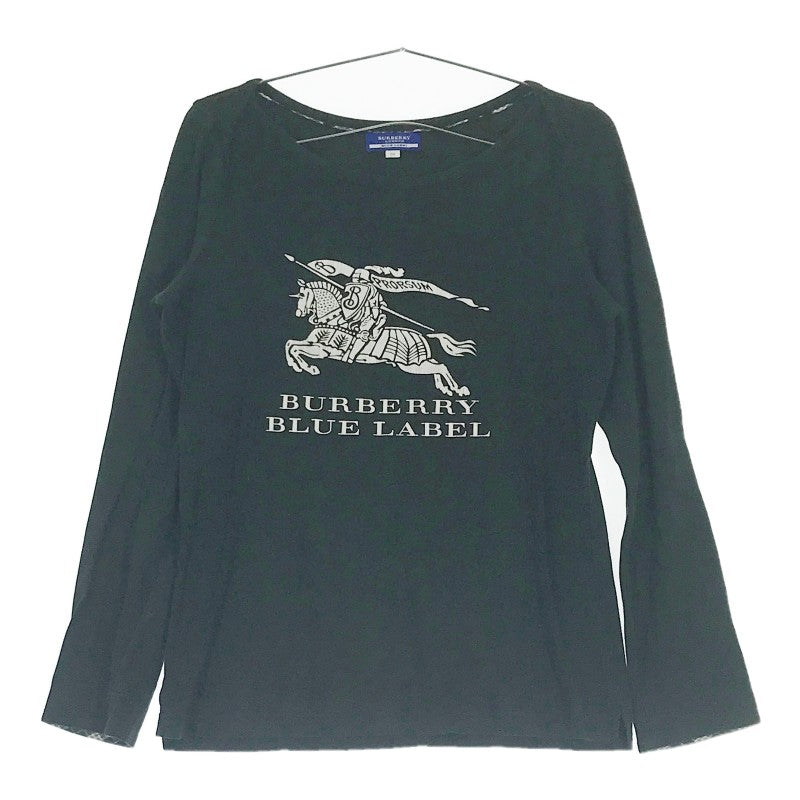 レディースM 38 BURBERRY 長袖Tシャツ シンプルTシャツ 黒 ブラック コットン100 カジュアル バーバリー 【02024】