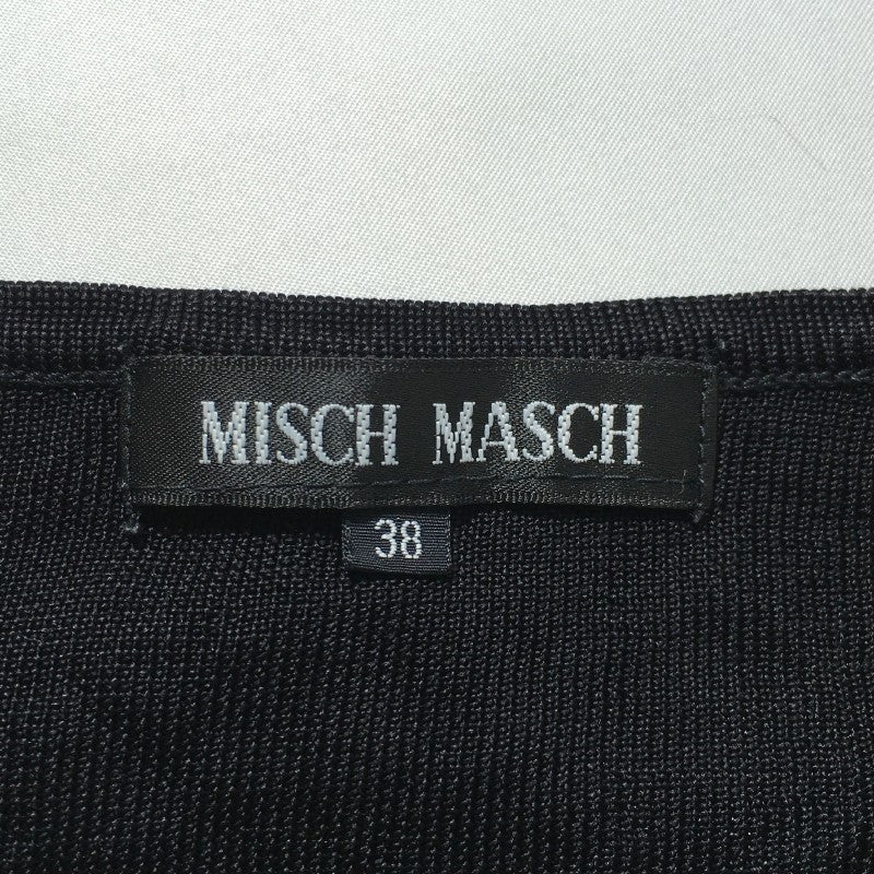 【02119】 MISCH MASCH ミッシュマッシュ 長袖シャツ サイズ38 / 約M ブラック シンプル 無地 ボートネック 光沢感 レディース
