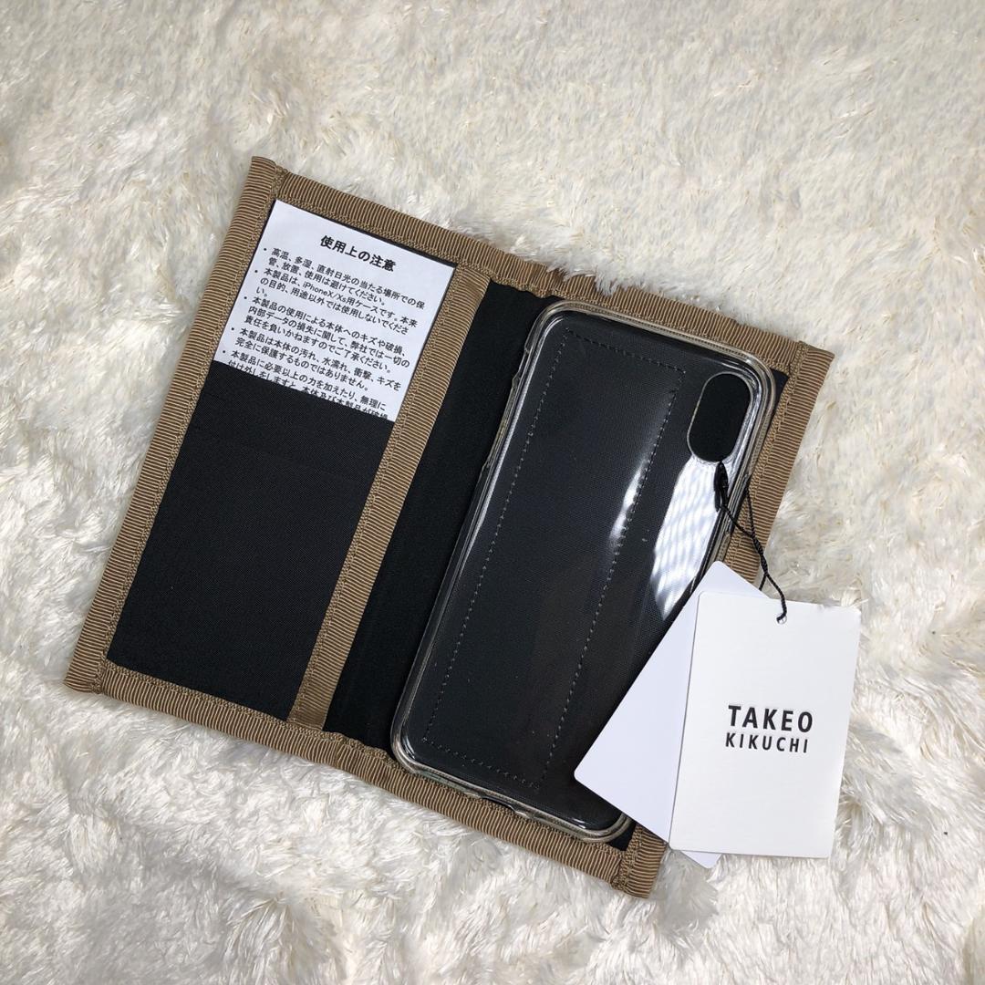 【03001】 新古品 TAKEOKIKUCHI タケオキクチ iPhoneケース 茶色 ロゴ有り 未使用 タグ付き おしゃれ シンプル