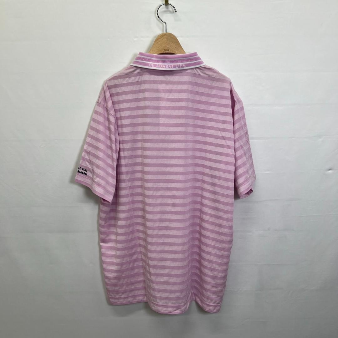 【03223】新品 adabat アダバット トップス 3L ピンク ストライプ ポロシャツ 半袖 未使用 タグ付き シンプル