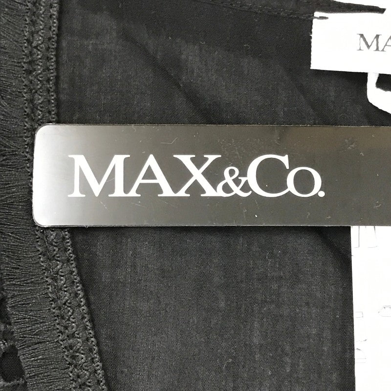 【03371】 新古品 MAX&Co. マックスアンドコー ノースリーブブラウス サイズ42 / 約M ブラック 切り替え生地 刺繍 Vネック レディース