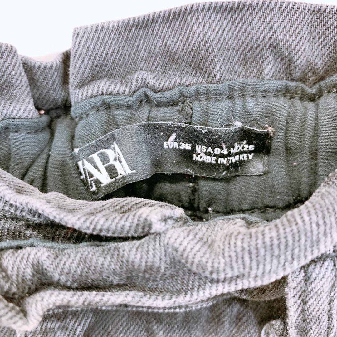 【03578】 ZARA ザラ デニムパンツ パンツ 04 ストレッチ ブラック 黒 おしゃれ シンプル ポケット付き ウエストゴム 無地 楽ちん