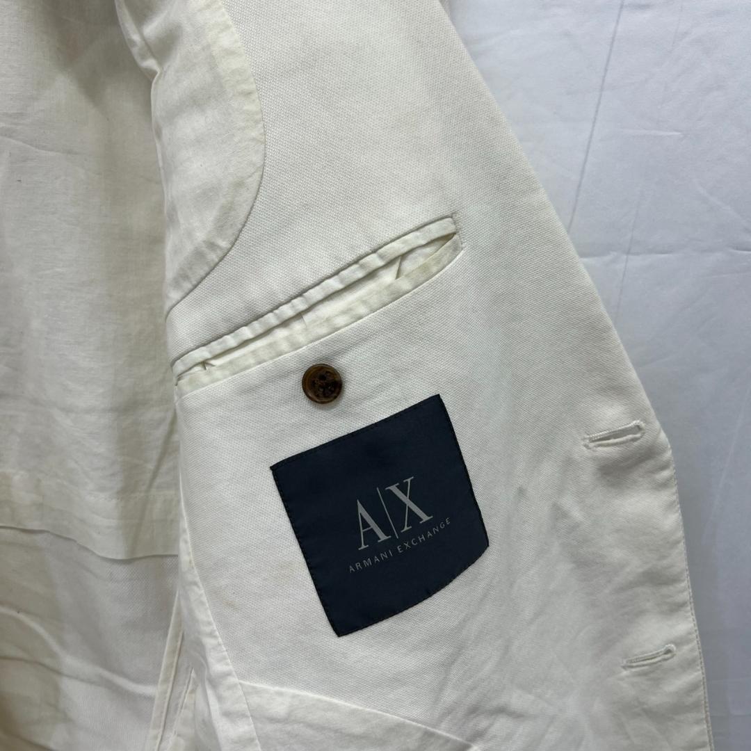 【03587】アルマーニ エクスチェンジ ARMANI EXCHANGE ジャケット M 白 ホワイト アウター シングルボタン 襟付き 長袖