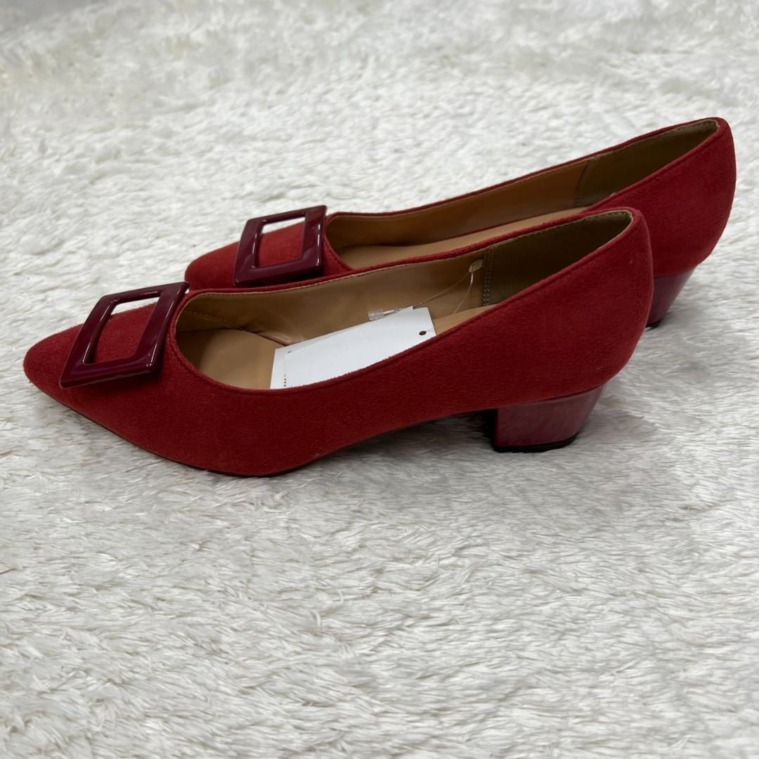 【05161】a.v.v アーヴェヴェ パンプス ヒール M 23.5cm 赤 レッド 靴 おしゃれ きれいめ 上品 かわいい ボルドー
