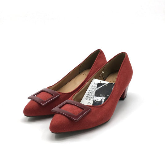 【05287】新古品 a.v.v 靴 赤 パンプス 大人 Ｍサイズ かわいい ヒール アーヴェヴェ 22.5cm相当 未使用品 レディース 小さいサイズ
