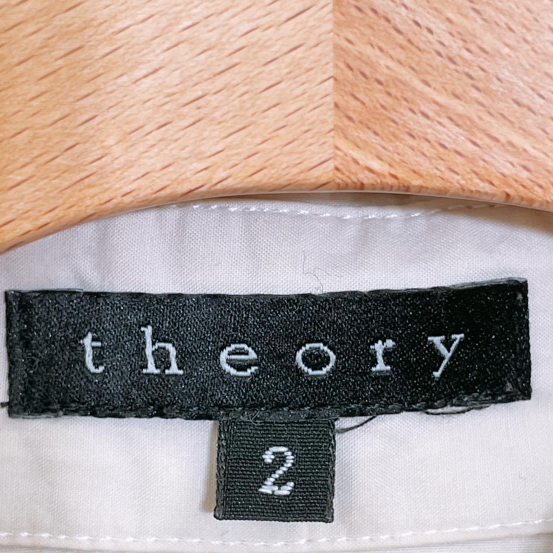 【05315】 theory セオリー トップス 半袖ブラウス ブラウス 2 Mサイズ相当 オフホワイト 半袖 襟付き シンプル オフィスカジュアル 可愛い