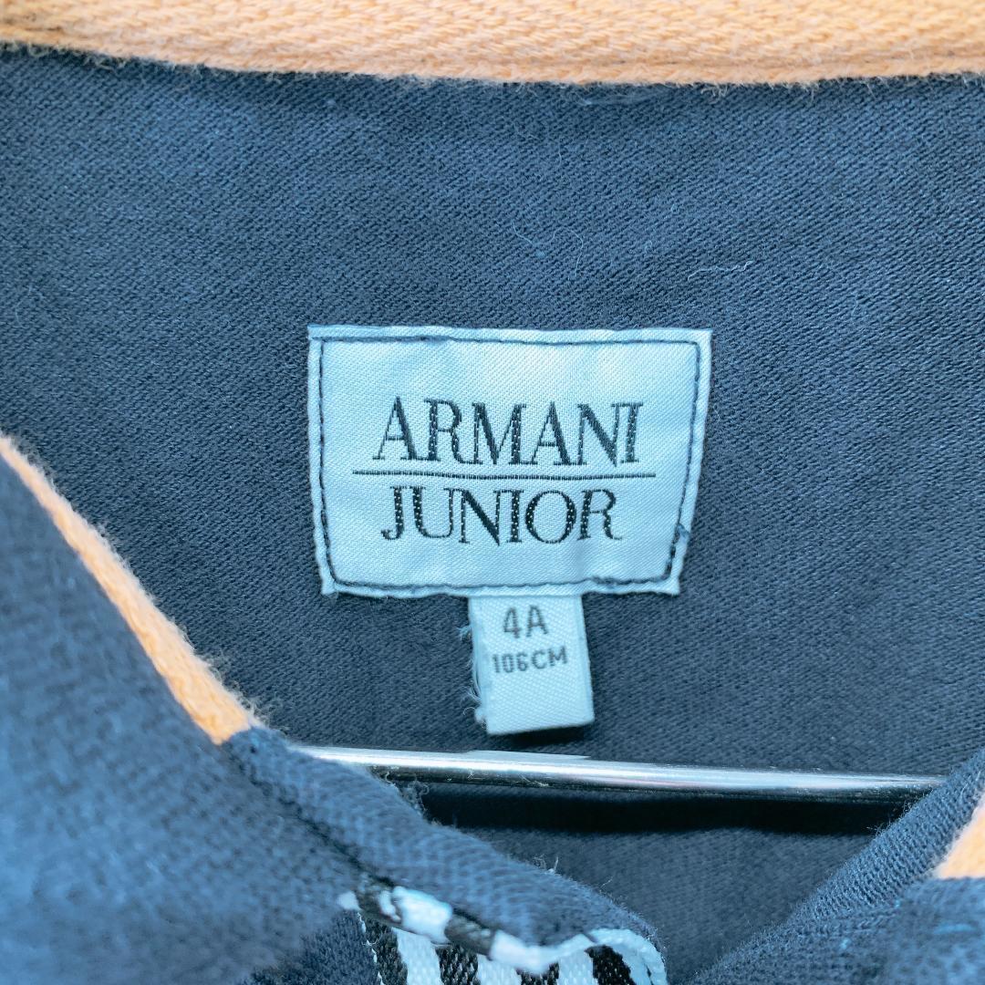 【05439】 ハイブランド ARMANI JUNIOR アルマーニ ジュニア ポロシャツ 7分袖 4A 100cm ネイビー キッズ