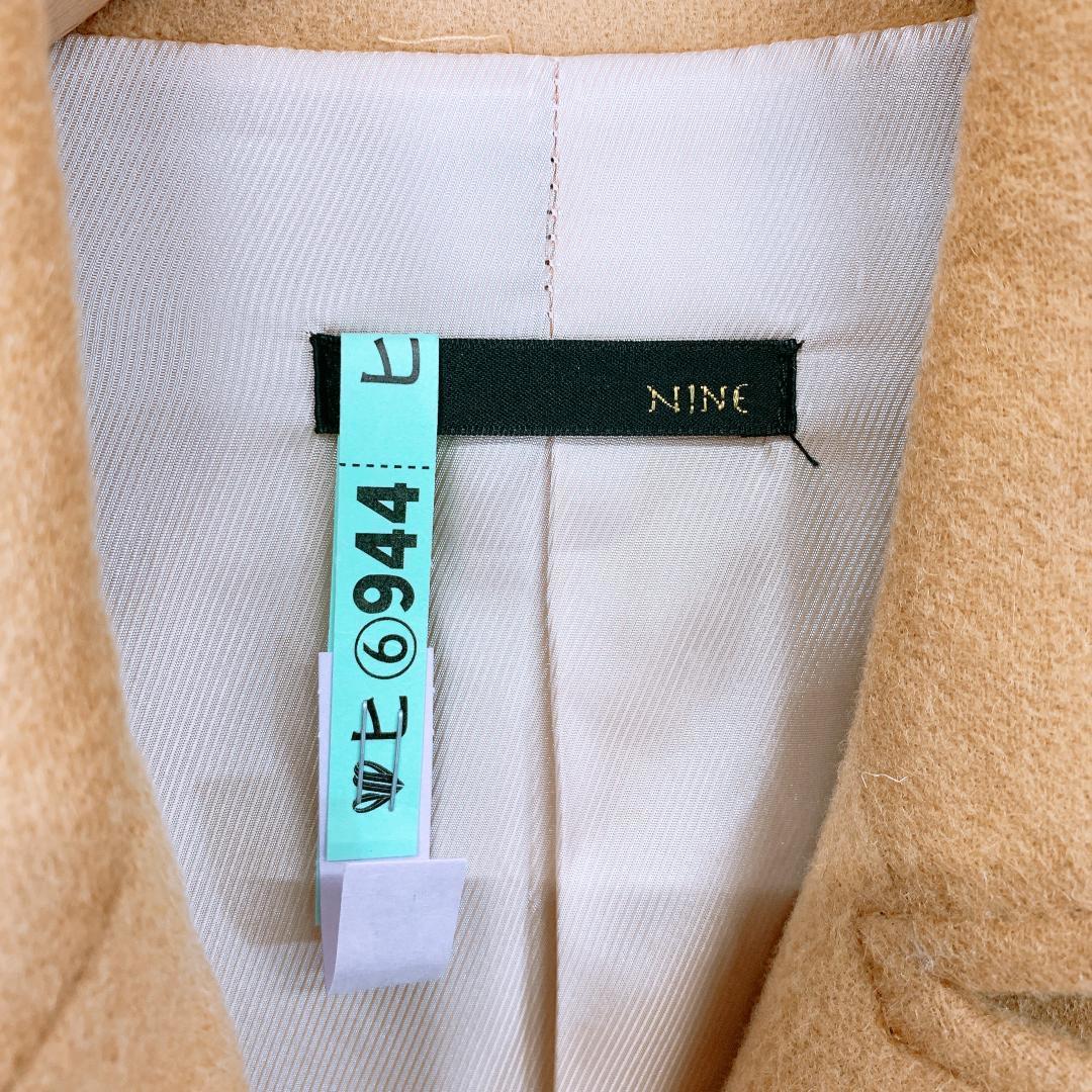 【05448】 美品 NINE ナイン セミロング コート 5部丈 バルーン袖 F ベージュ ゆったり ワイド クリーニング済み