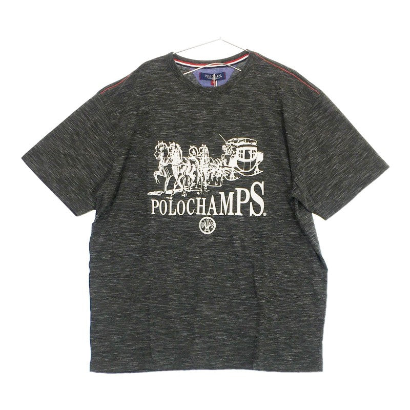 【05461】新古品 タグ付き POLO CHAMPS ポロチャンプ Tシャツ 3L グレー 半袖 ビッグサイズ ゆったり 普段着 カジュアル 夏 部屋着