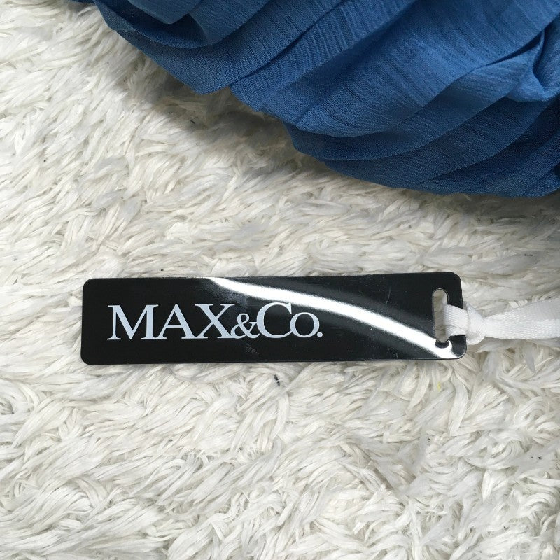 【05645】 新古品 MAX&Co. マックスアンドコー ロングワンピース サイズ46 / 約XXXL ブルー ノースリーブ プリーツ オシャレ レディース