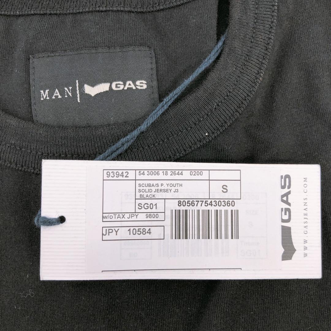【06148】 GAS ガス T シャツ 黒 ブラック S バックプリント 夏 春 半袖 新品 未使用 タグ付 丸ネック クール かっこいい