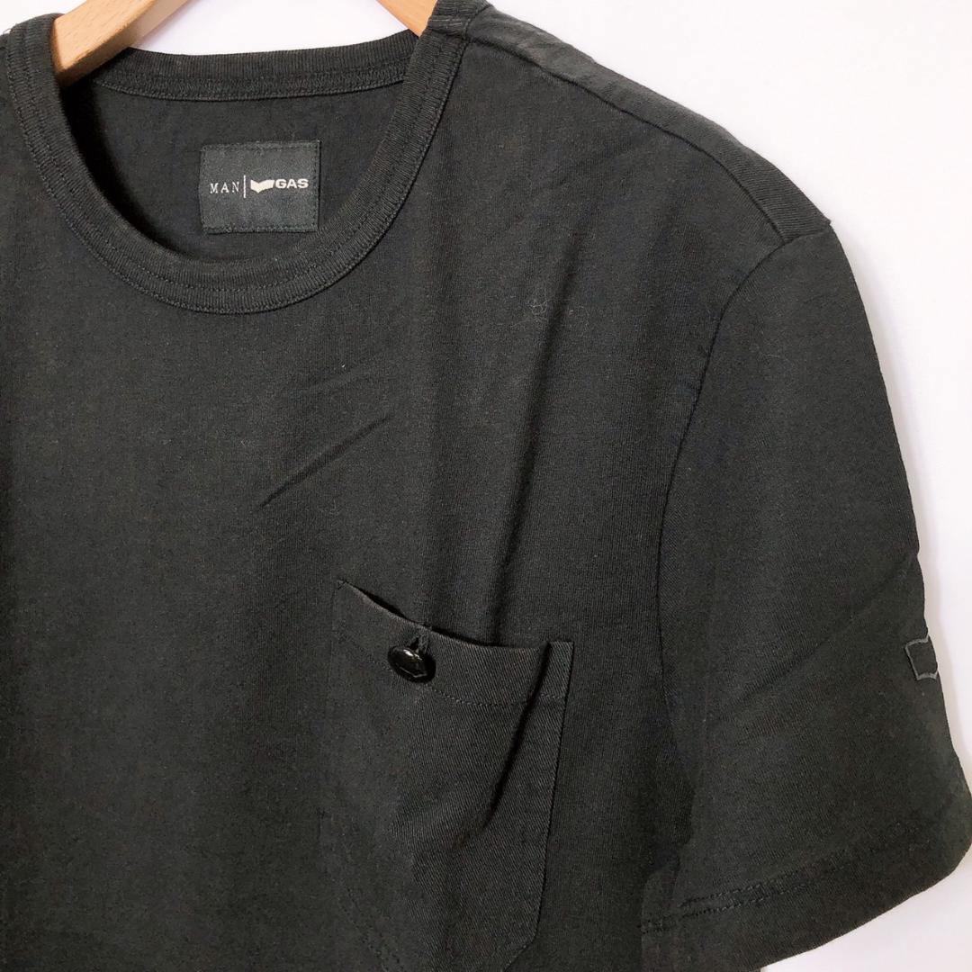 【06149】 GAS ガス シャツ S ブラック バック プリント 半袖 Tシャツ クール ロック かっこいい 丸ネック おしゃれ