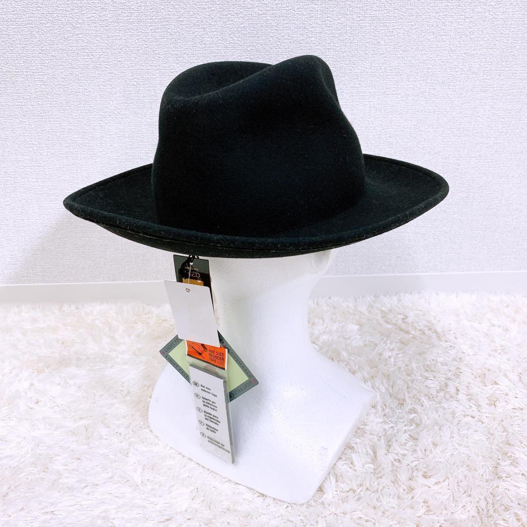 【06233】 INED イネド 帽子 ハット 黒 ブラック カジュアル シンプル 新古品 新古品 ウール100％ ファッション小物 おしゃれ 上品