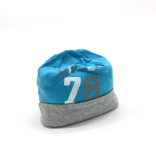 【06625】 新古品 DIESEL ディーゼル 帽子 ニット帽 キッズ ブルー グレー プリント カジュアル 子供