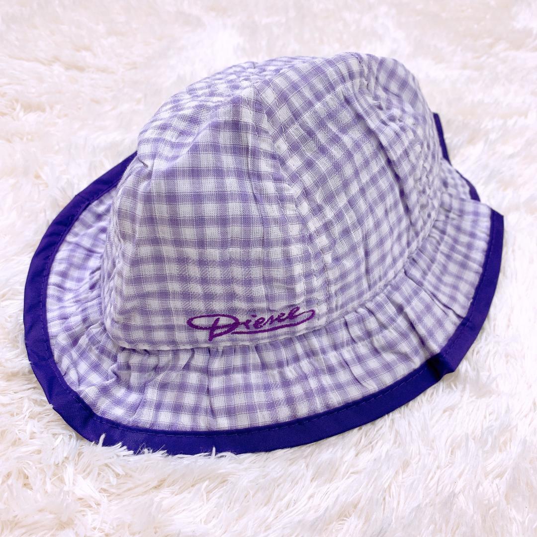 【06638】 新古品 DIESEL ディーゼル 帽子 ハット バケットハット キッズ パープル 紫 チェック 柄 可愛い