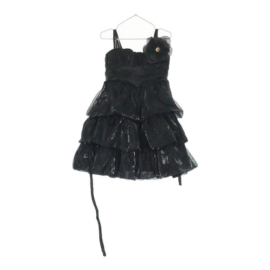 【06643】Dress De Raffivee キッズ ドレス ブラック 黒 ポケット ジップアップ ストライプ 水玉 新古品 未使用 お花付き