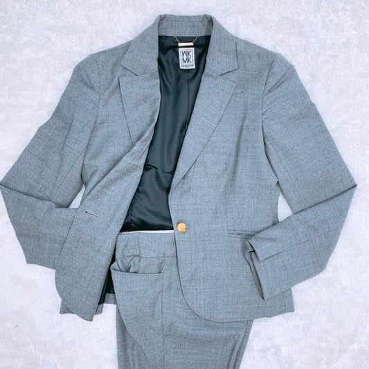 【06740】 MICHEL KLEIN ミッシェルクラン スーツ 3点セット 38 40 グレー ジャケット スラックス スカート 仕事 クール