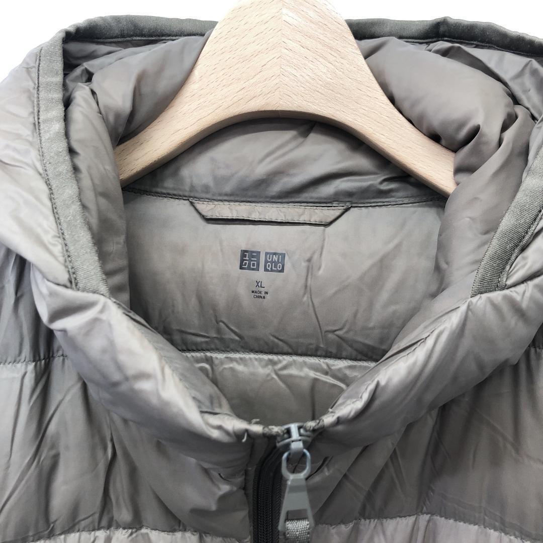 【06785】 UNIQLO ユニクロ ダウンジャケット XL ベージュ フード付き ダブルジップ ポケットあり 防寒 冬アイテム
