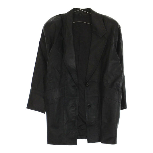 【06964】 B品 レザージャケット　ブラック　パープル　オーバーサイズ　ロング丈 メンズ 紳士 レザー 長袖 ジャケット ライダース