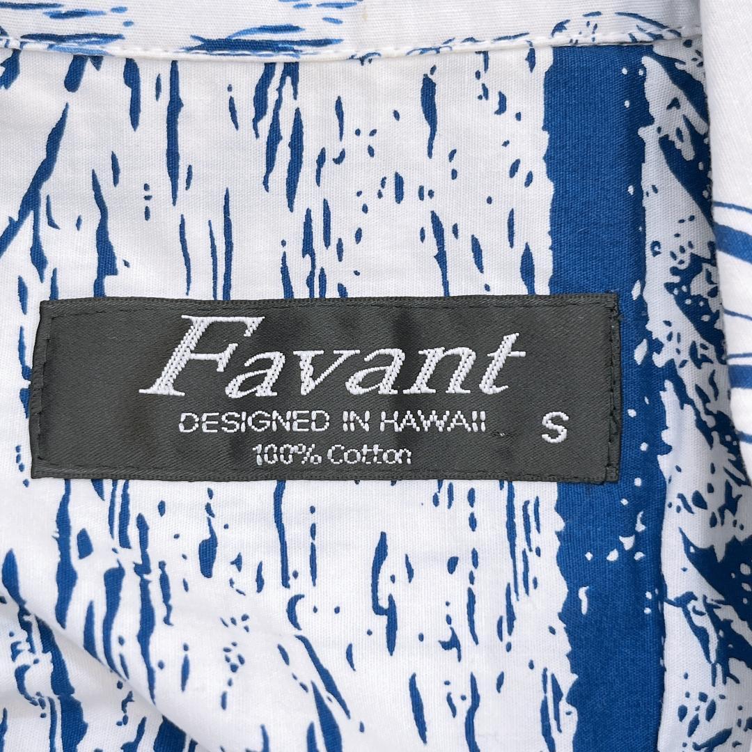 【07101】美品 Favant トップス Sサイズ ホワイト 良品 ファバント シャツ 半袖 半袖シャツ アロハシャツ 爽やか メンズ ヤシの木 シンプル