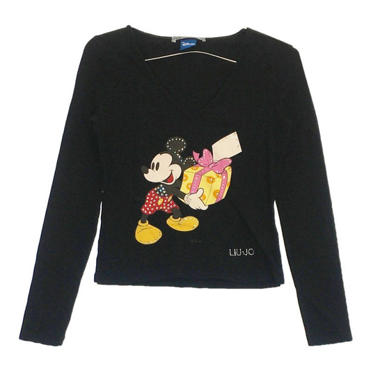 【07215】 Disney ディズニー LIU・JO リュージョー Tシャツ ロンT 40 L ブラック 黒 長袖 ショート丈