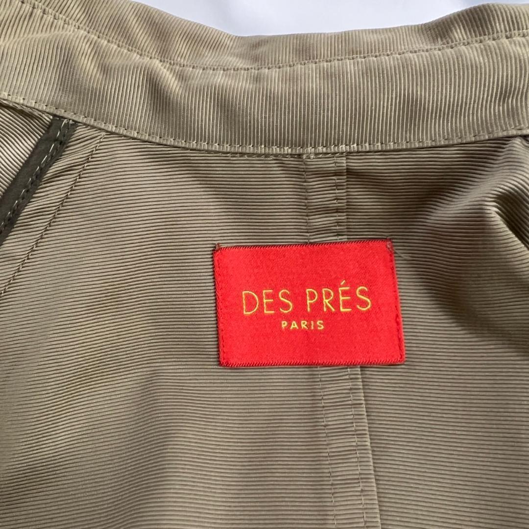 【07378】DES PRES デプレ ジャケット アウター カーキ トレンチ 上品 コート リボン付き おしゃれ お出かけ カジュアル シンプル