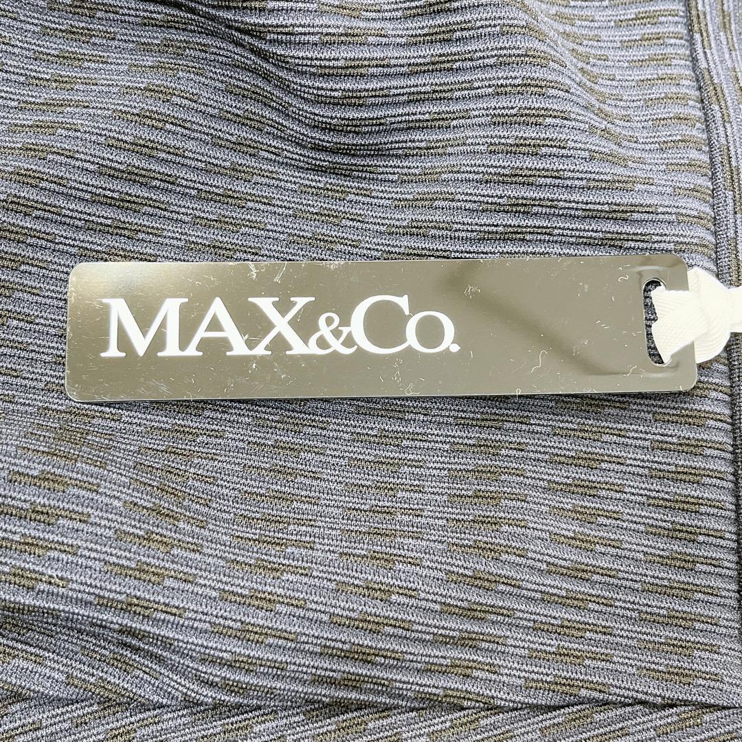 【07474】MAX&Co. マックス アンド コー スカート ブラック XS フレア ネイビー 黒 新品 タグ付き ジップアップ 膝丈