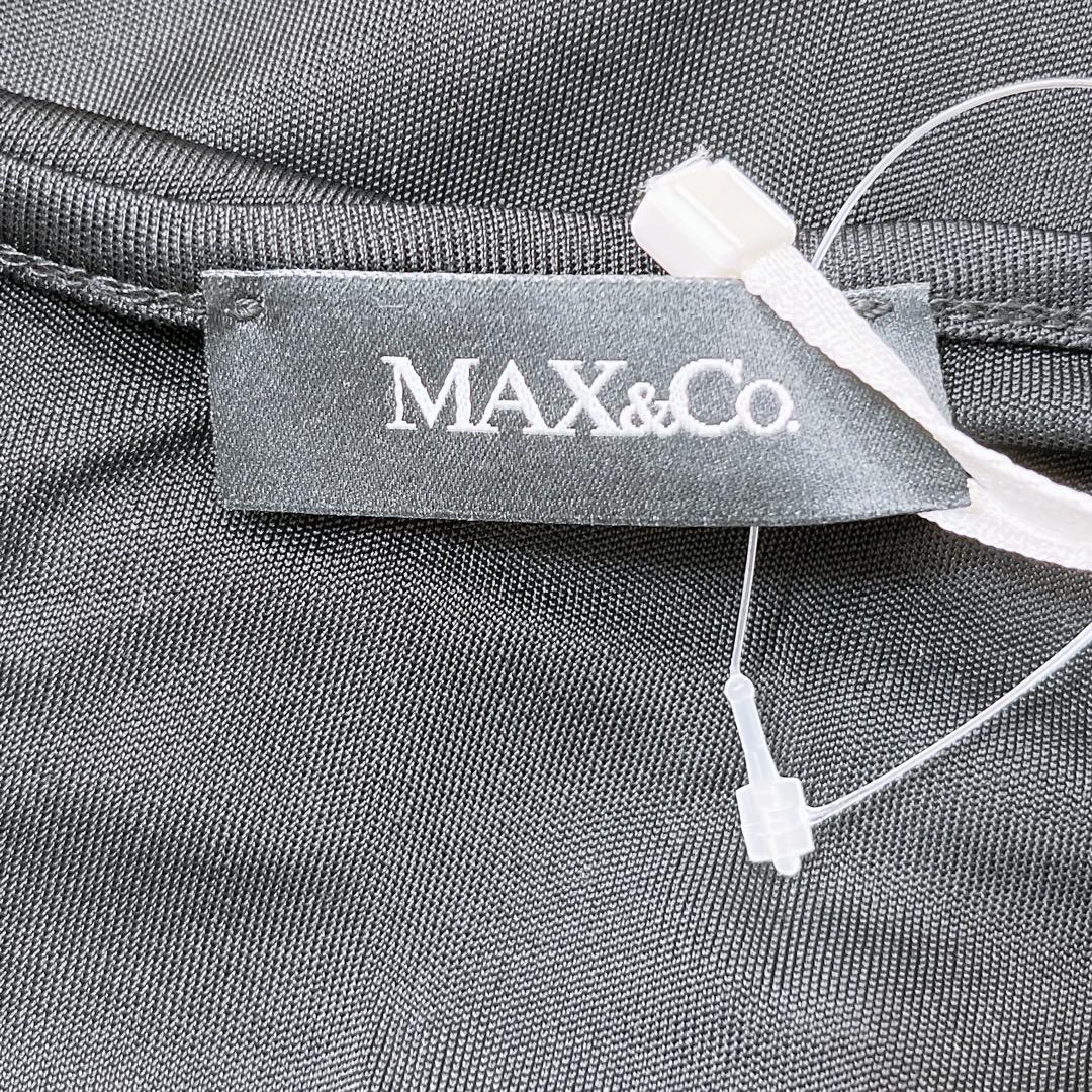 【07476】MAX&Co. マックス アンド コー トップス ブラック 半袖 M Vネック カットソー 透け感 ひも付き 無地 クール