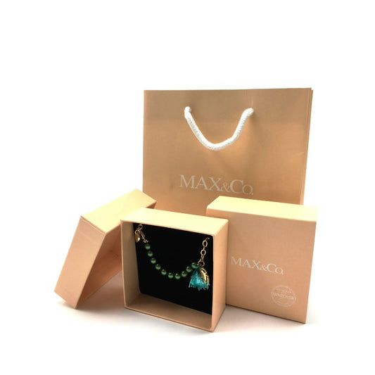 【07481】MAX&Co. マックス アンド コー ブレスレッド チェーン パール ゴールド M 緑 サイズ調節可能 おしゃれ 大人っぽい