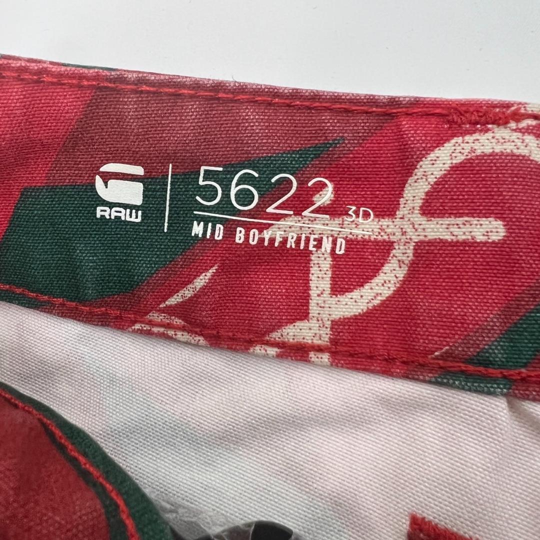 【07571】新品未使用 G-STAR RAW ボトム パンツ 22 ショート 赤 緑 タグ付き 5622 ジースター ロゥ レディース ショートパンツ ショーパン