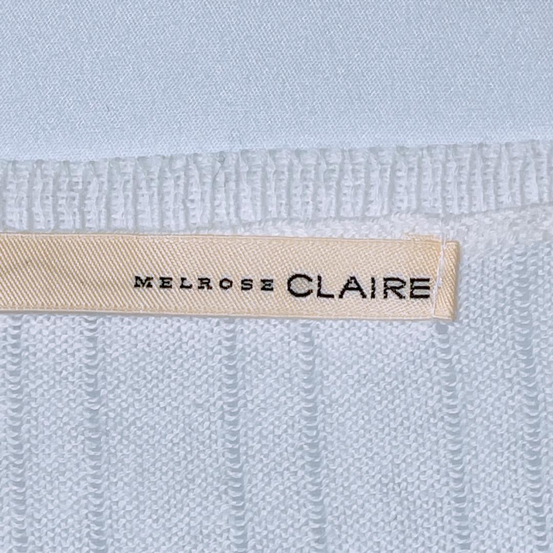 【07621】 MELROSE CLAIRE メルローズクレール Vネックニット 7分袖 薄手 美品 ホワイト 白 無地 シンプル ガーリー